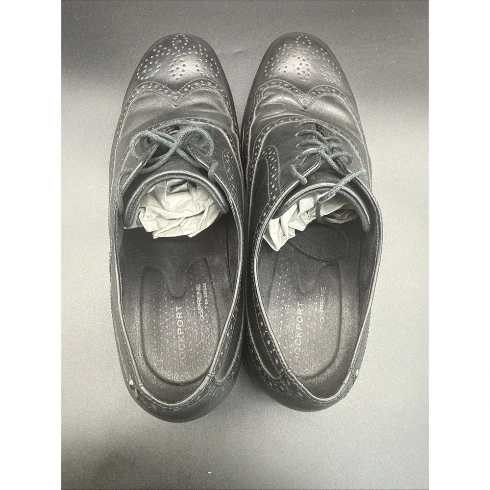 Rockport Adiprene by Adidas Black Leather Wingtip Oxford Shoes Men's Size 11W